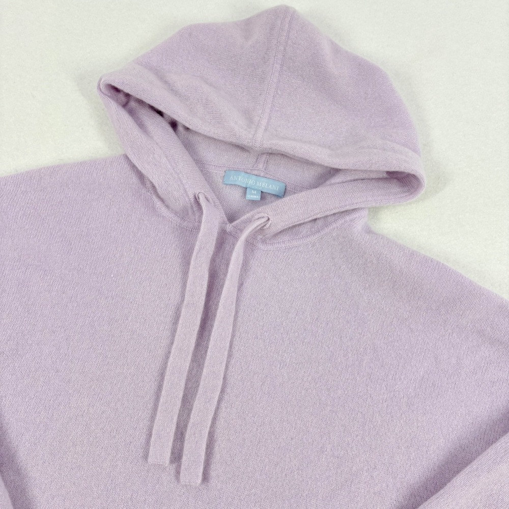 Cashmere Hoodie Women Medium Lavender Excellent Knit Pullover Luxury Soft Layer